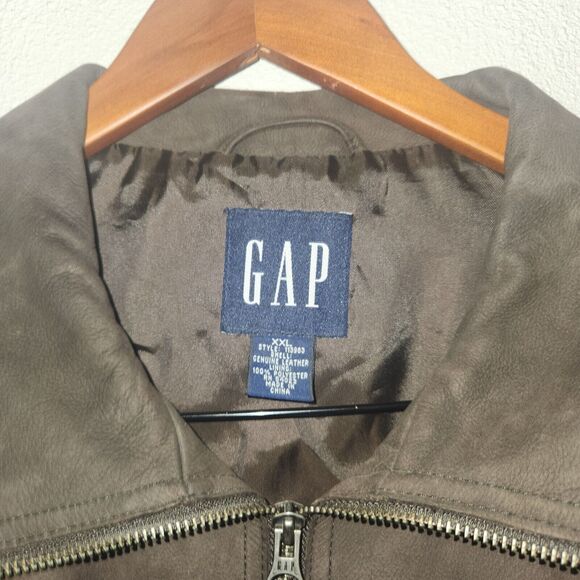 Vintage GAP Genuine Brown Suede Leather Full Zip Jacket Men size XXL - Picture 4 of 9